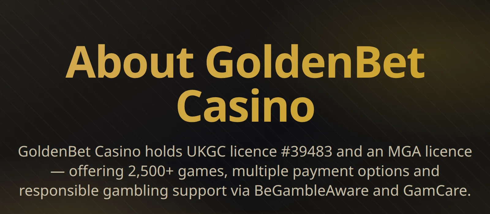 About GoldenBet Casino — UKGC licensed operator information