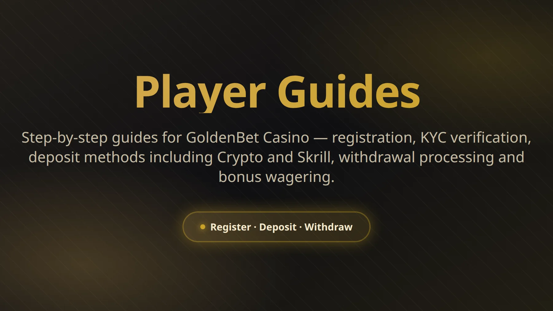 GoldenBet Casino guides — registration, bonuses and payments